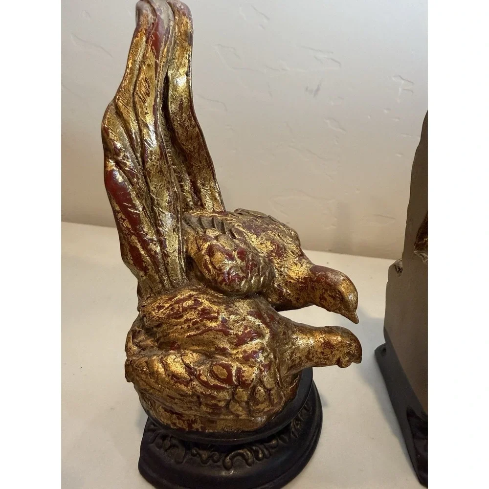 Vintage Pheasant Bookends Heavy Cast Composite 7.25